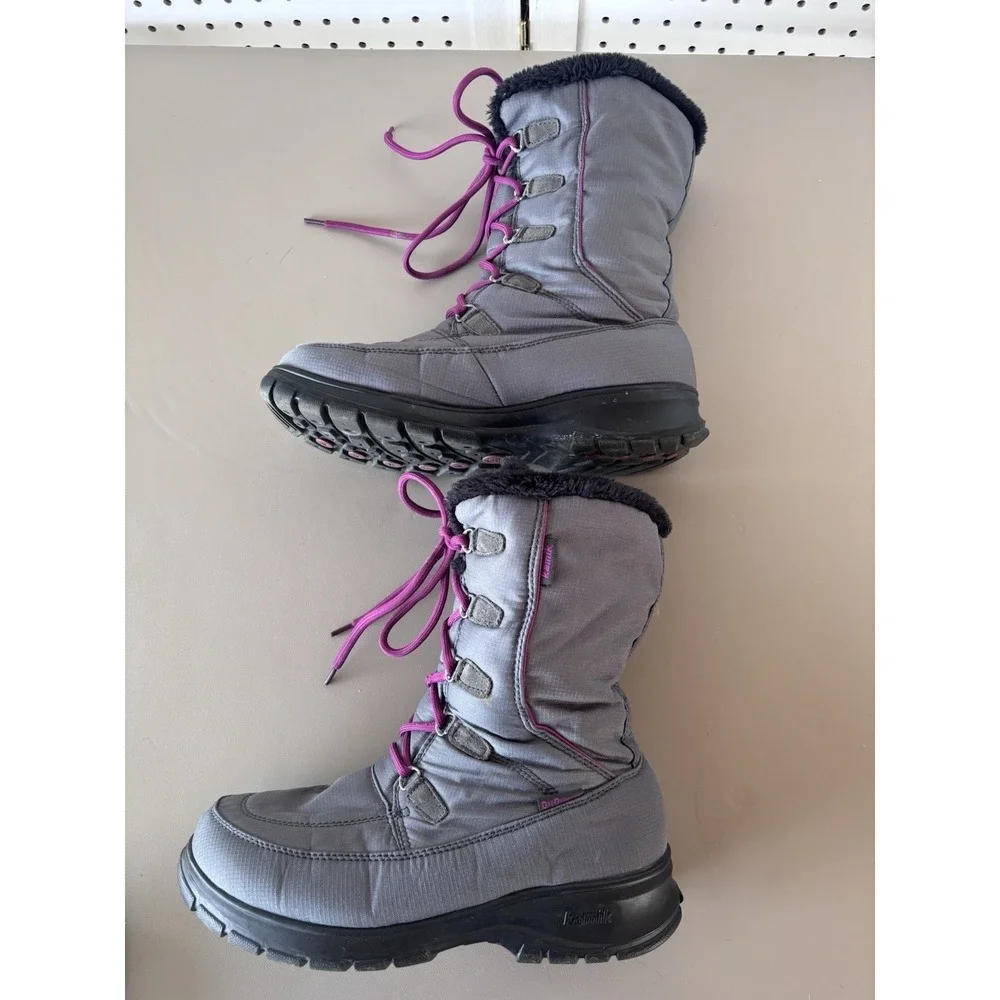 Kamik Brooklyn Mid Calf Waterproof‎ Lace Up Snow Winter Boots Women's 9 Gray